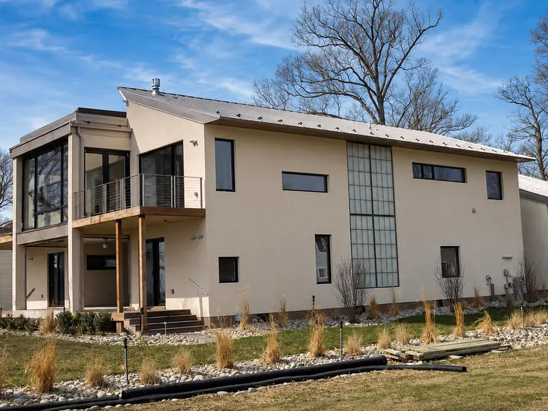 Completed modern rural home